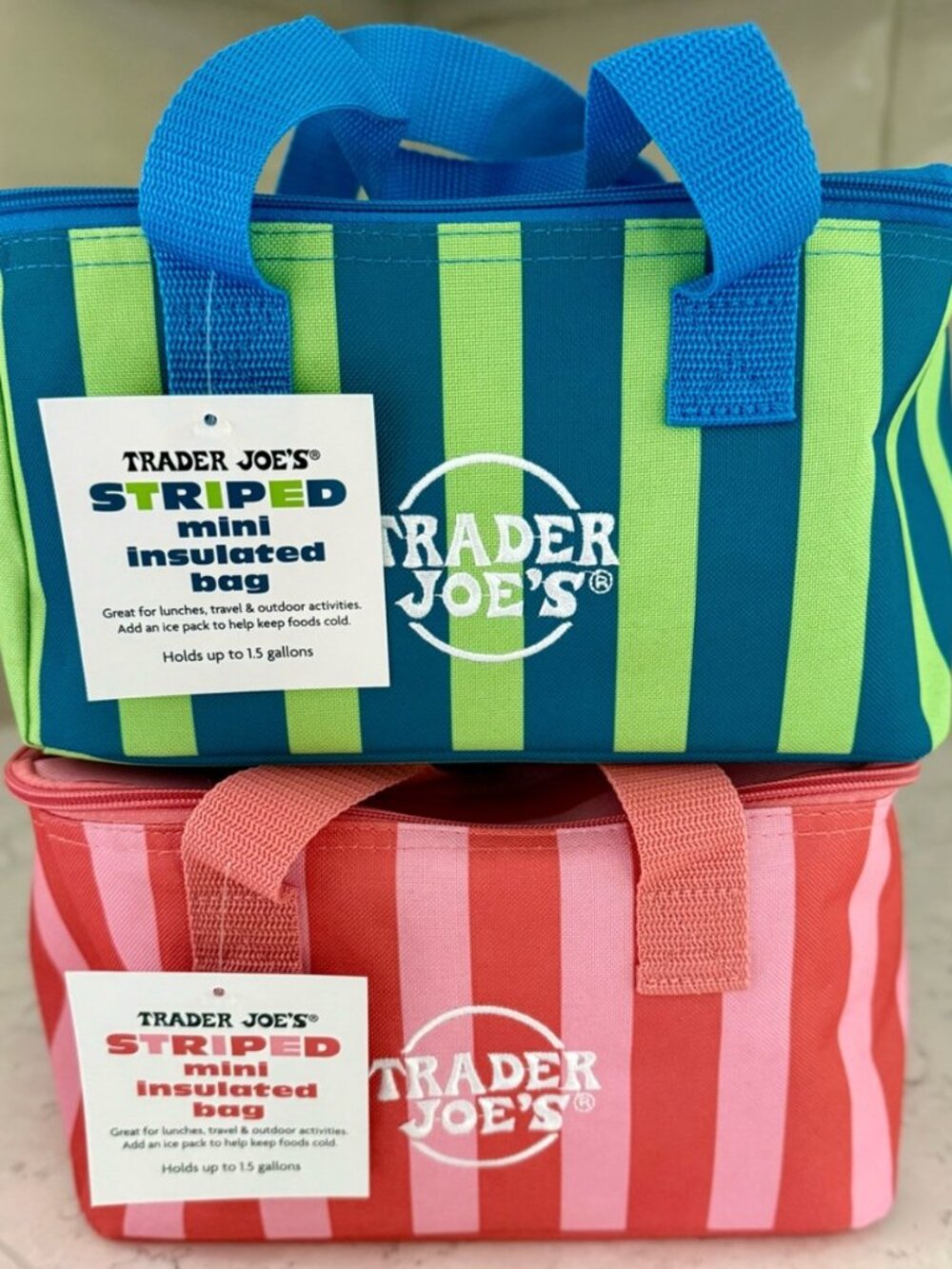 Set of 2 STRIPED Trader Joe’s MINI Insulated Totes Summer 2026